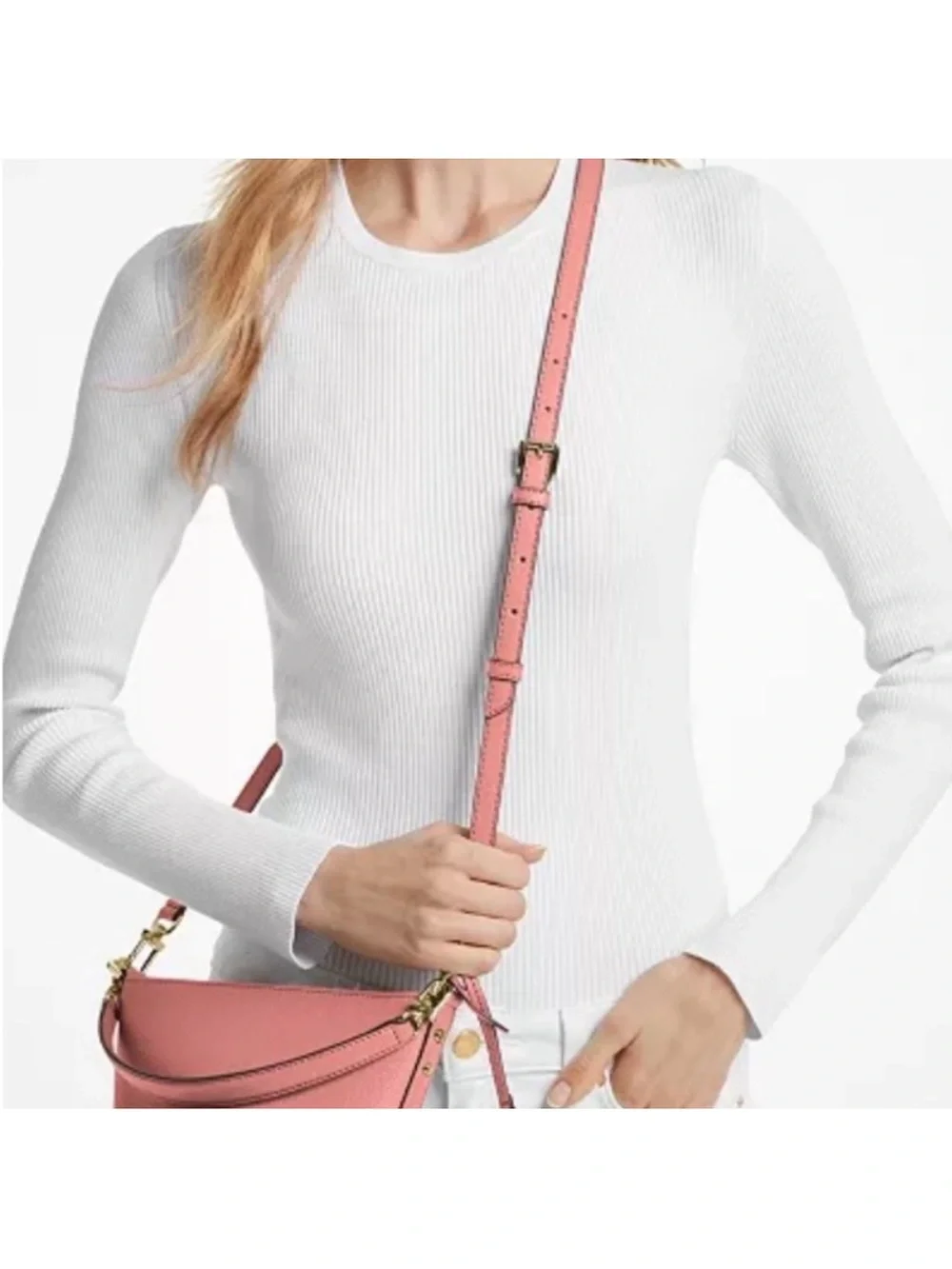 Michael Kors Rose Pink Leather Bucket Shoulder Bag with MK Charm